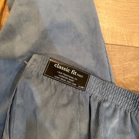 ALFRED DUNNER WOMENS 20W BLUE CORDUROY PULL ON PANTS CLASSIC FIT COMFORT - Picture 9 of 10